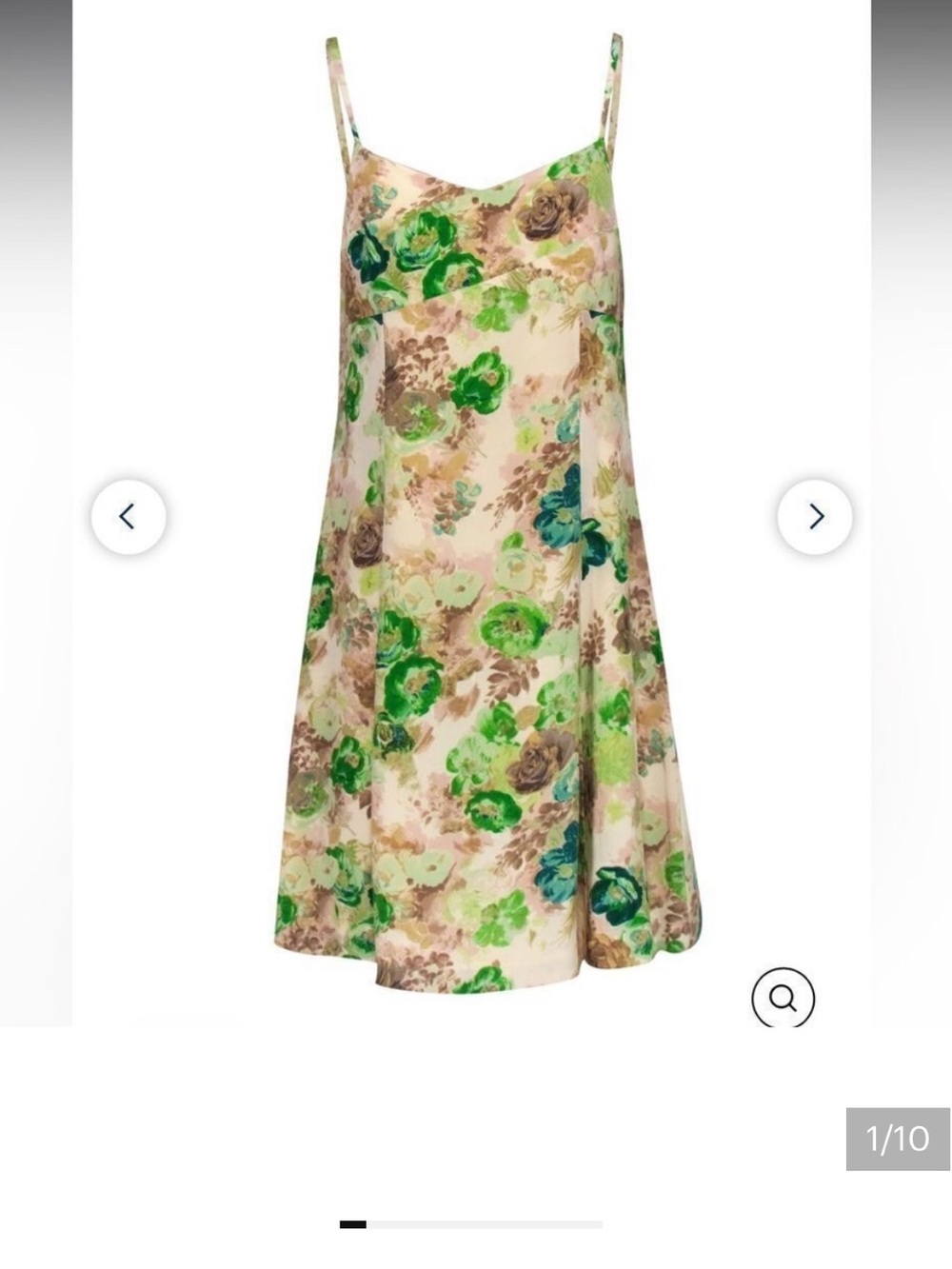 HD in Paris {Anthropologie} Beige and Green Floral Print Silk Shift Dress 8